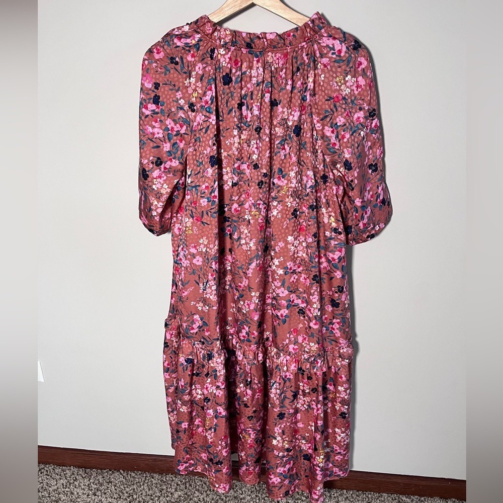 Ann Taylor Pink and Black Floral Midi Dress with Removable Slip – Size Large‎ - Picture 4 of 10